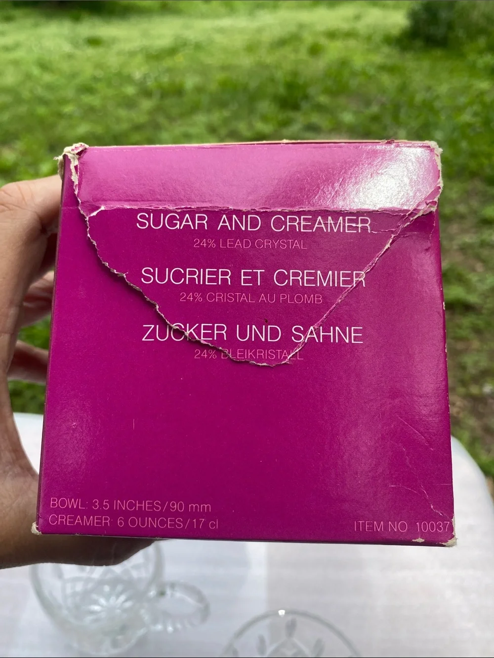 Crystal Gems 24% Lead Crystal Creamer Sugar Bowl Serving Spoon Original Box 1970